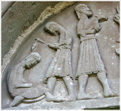 skulptur, Kain och Abel, portal, Hablingbo kyrka